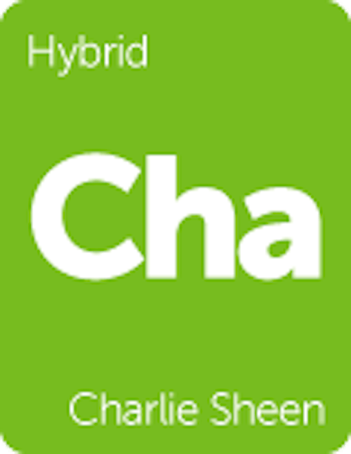 Leafly "Charlie Sheen" hybrid cannabis strain tile