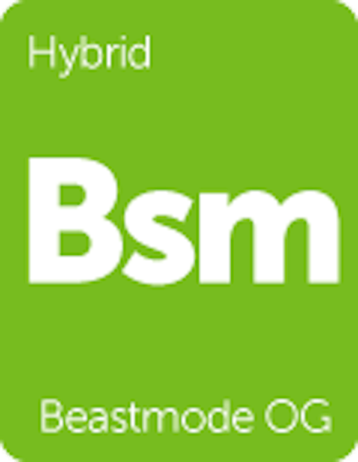 Leafly "Beastmode OG" hybrid cannabis strain tile