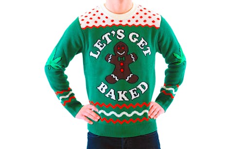 "Let's Get Baked" ugly Christmas sweater