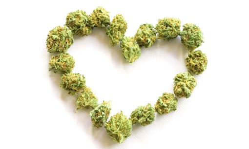 Heart made with cannabis flowers