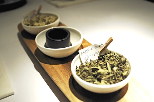 Herbs to vape at the Green House Kitchen's "Vape and Dine" concept meal in Amsterdam