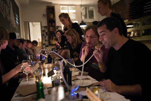 Vaping and eating at the Green House Kitchen in Amsterdam