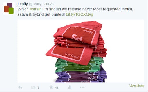 Leafly's Facebook strain tee request
