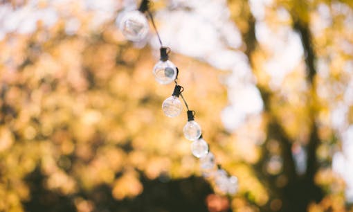 String lights hung outdoors