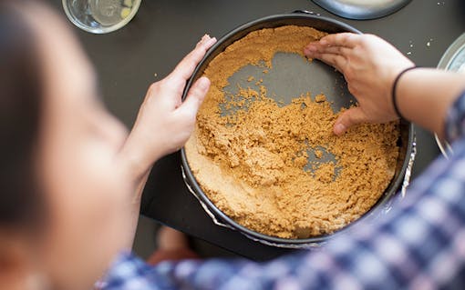 Cannabis-infused blueberry cheesecake: graham cracker crust infused with Blueberry Cheesecake cannabis