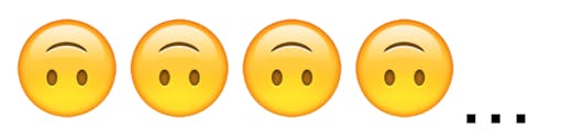 Emojis: 4 upside down smiley faces