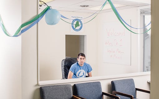 David Boyer, campaign manager for Regulate Marijuana Like Alcohol, in the organization's headquarters in Portland. Photo by Tristan Spinski