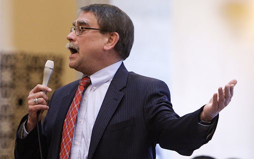Republican Ohio state Sen. Bill Seitz speaks during a floor debate in Columbus, Ohio. AP Photo