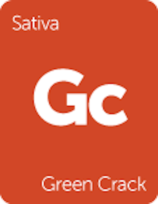 Leafly "Green Crack" sativa cannabis strain tile