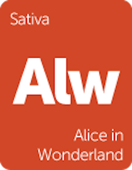 Leafly "Alice in Wonderland" cannabis strain tile