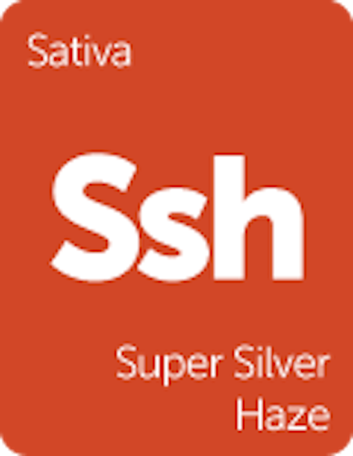 Leafly "Super Silver Haze" cannabis strain tile