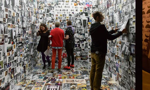 Patrons browsing exhibit at Portland Art Museum