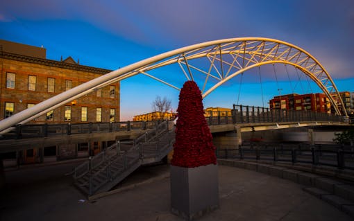 Walking tour along the Cherry Creek River to Confluence Park in Denver, Colorado