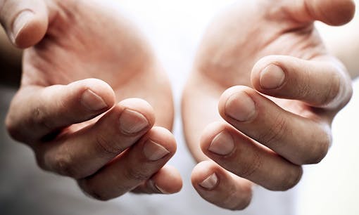 outstretched cupped hands