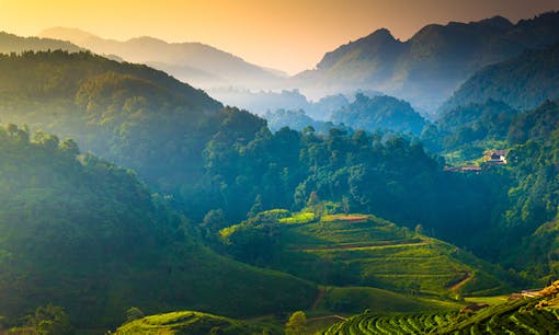 Thailand mountain landscape at sunset