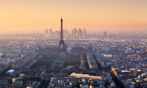 Paris cityscape at sunset