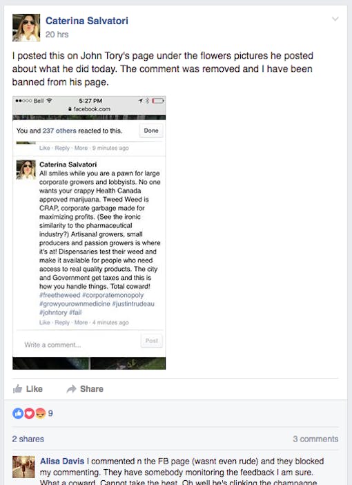 Caterina Salvatori's post on the Women Grow Toronto Facebook page