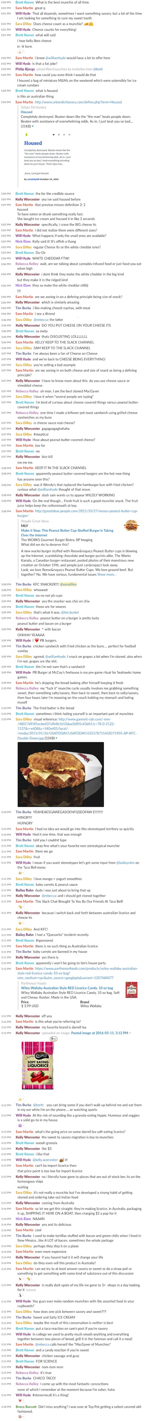 Leafly slack chat discussion about the best cannabis munchie