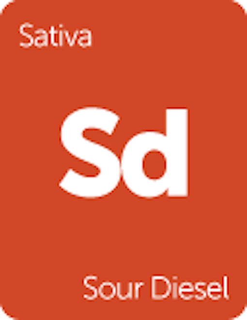 Leafly "Sour Diesel" sativa cannabis strain tile