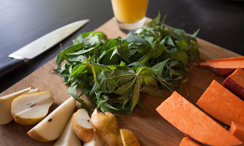 Recipe: How to Make a Raw Cannabis, Sweet Potato, and Pear Smoothie image