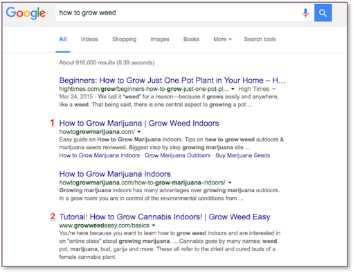 “How to grow weed” Google Search Results