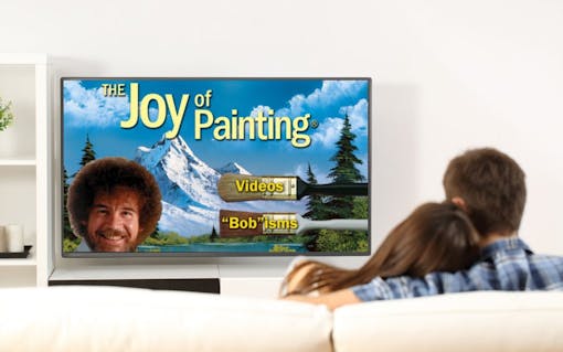 Couple watching tv screen view