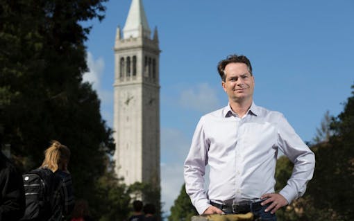 Ty Alper, Berkeley School Board Vice President and an associate dean at the Boalt Hall Berkeley School of Law, poses for a photograph outside the school in Berkeley, Calif.