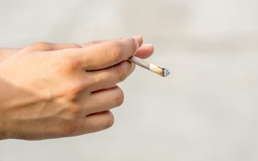 Hand with Rolled Cigarette or Joint