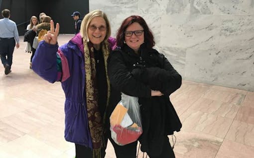 Ann Wright and Elizabeth Croydon after being released by Capitol Police.