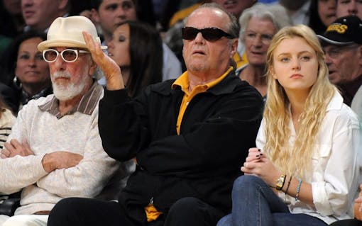 Actor Jack Nicholson, and his daughter, actress Lorraine Nicholson, watch with Lou Adler, right during the first half of Game 1 of the NBA basketball finals Thursday, June 3, 2010, in Los Angeles. (Mark J. Terrill/AP)