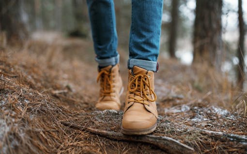 Close up of legs walking in the forest
