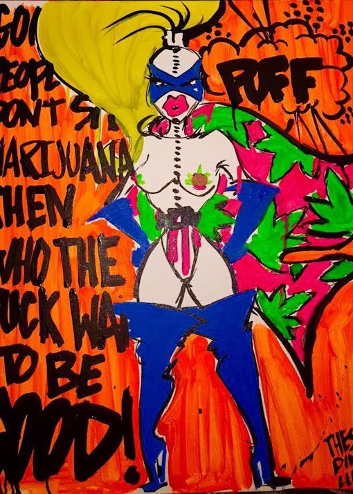 Speakeasy Cannabis Benefit Event at New York Fashion Week 2017 — Mary Jane Painting by THESEPINKLIPS