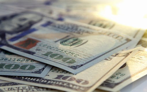 Money closeup of american hundred dollar bills