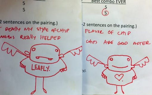 Potato Chip/Strain Flavor Pairing Tournament doodle from a stoned judge