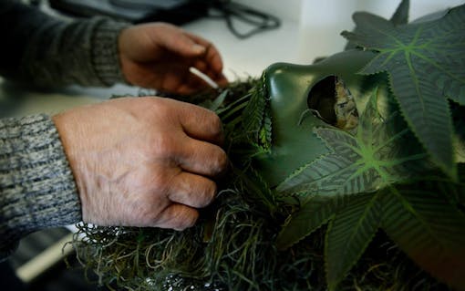 Potsquatch became an instant hit after he was caught on a local news report tromping through the streets of Springfield, MA, during a blizzard. (Jamie Cotten for Leafly)