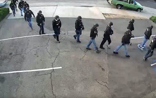 Security camera footage of the 2016 raid of Med-West's facilities show law enforcement clad in body armor and carrying assault rifles. (Courtesy of Med-West)