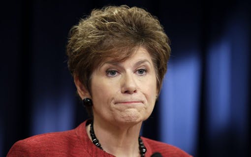 San Diego County District Attorney Bonnie Dumanis, pictured here at a 2012 news conference, has publicly said she's considering a run for county supervisor. (Gregory Bull/AP)