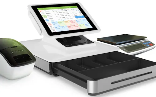indicaOnline point-of-sale unit with printer, scale, and cash register