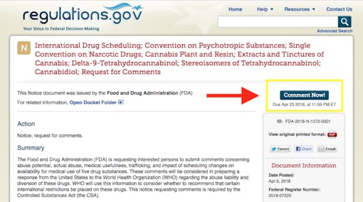 regulations.gov cannabis rescheduling