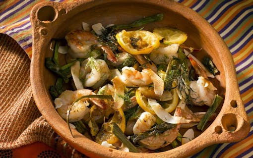 Cannabis-infused coconut roasted citrus shrimp