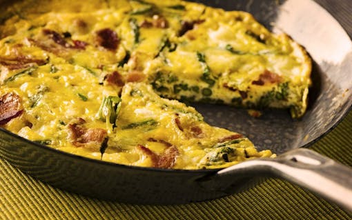 Cannabis-infused goat cheese and asparagus frittata