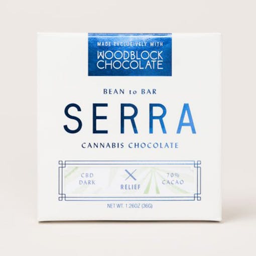 Best CBD Product in Oregon #2: Chocolate Relief Square by Serra & Woodblock Chocolate