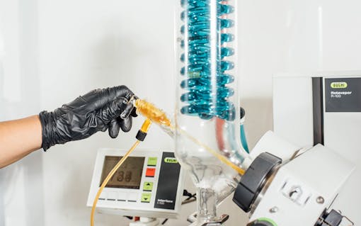 Dewaxed oil is pumped into the rotovap.