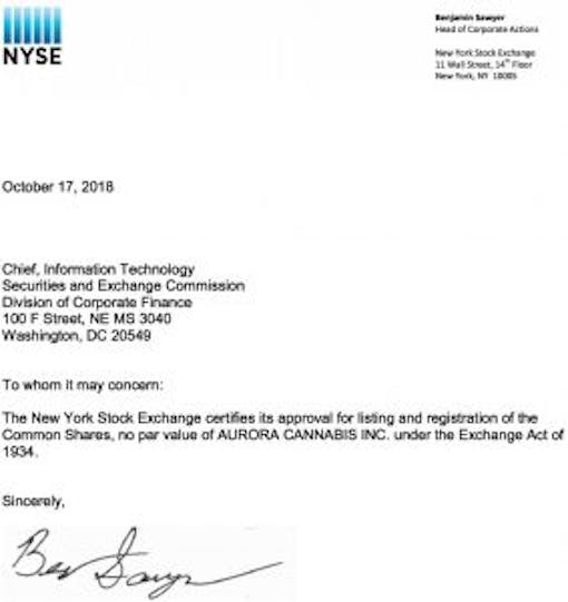 Marijuana legalization day in Canada: New York Stock Exchange