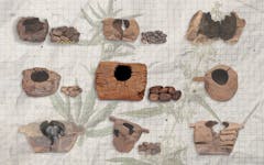 Wooden braziers excavated from the Jirzankal cemetery.