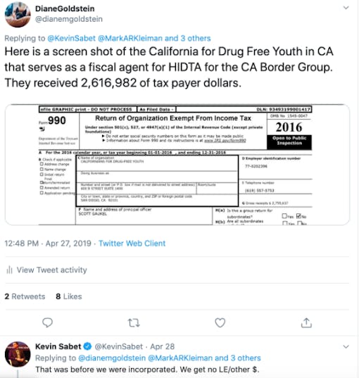 SAM twitter screenshot: funding sources