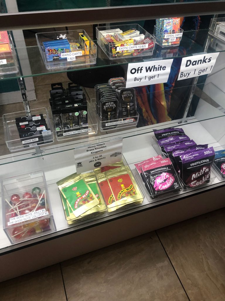 In one unlicensed, illegal cannabis store in Los Angeles, potentially toxic Dank Vapes vape cartridges were specially priced, two-for-one. (Leafly File Photo)