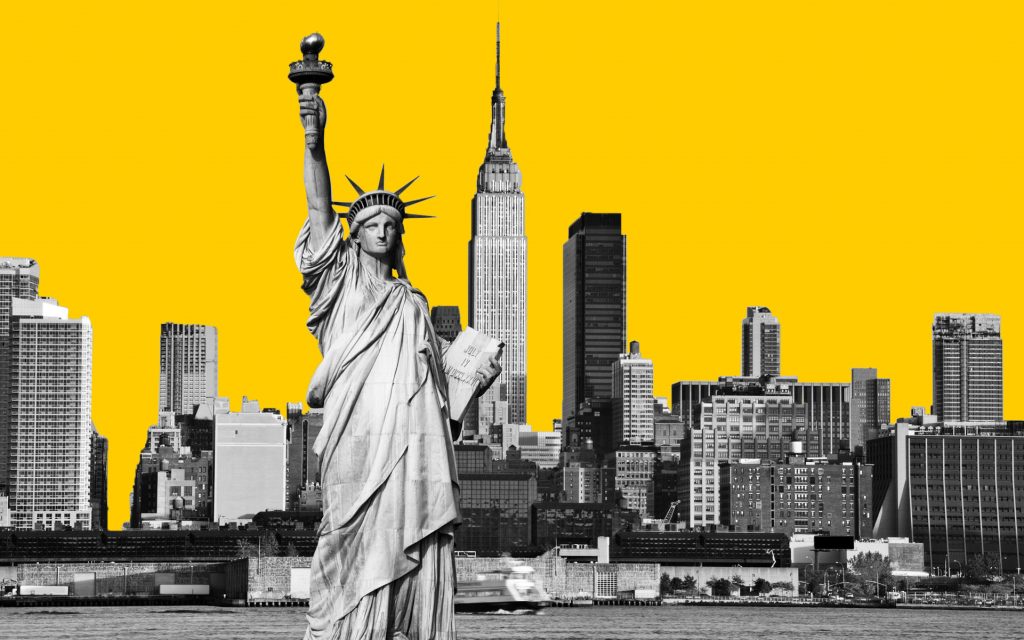 A clip art photo of the Statue of Liberty for a story about social equity in cannabis legalization.