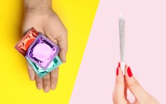 condoms and joint; Oasis Aqualounge marijuana sex club