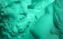 old statues gazing lovingly at each other; history marijuana sex